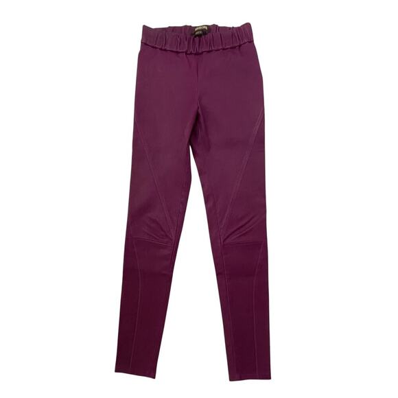 AUTHENTIC Roberto Cavalli Purple Leather Leggings Pants - Size 40 - US Small - Picture 1 of 7